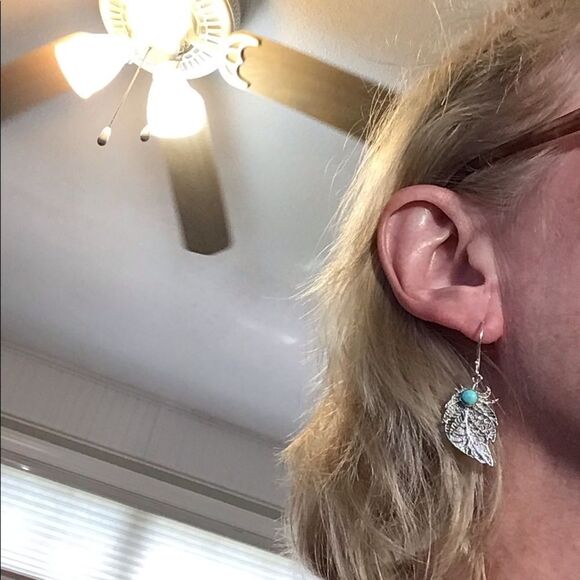 Earrings, Turquoise & Sterling Silver Earrings, NEW, Handmade, Artisan, 2” - Picture 2 of 4